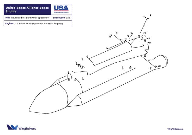 dot to dot United Space Alliance Space Shuttle
